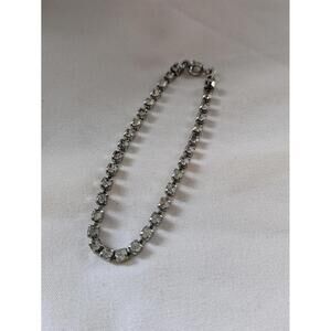 Classic Rhinestone Link Bracelet, Silver Tone, Lobster Clasp